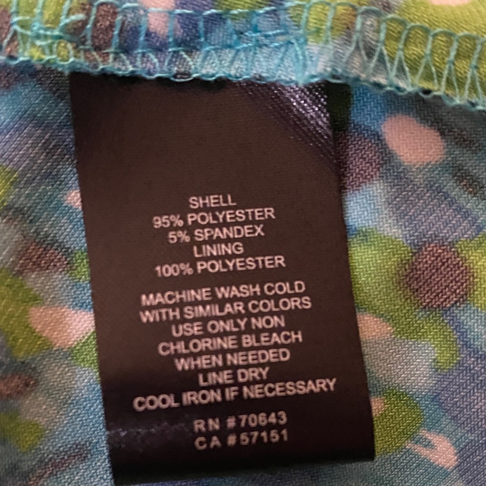 Sleeveless Teal and Blue Print Midi Dress - Picture 6 of 6